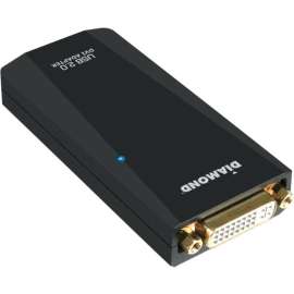 DIAMOND USB 2.0 to VGA / DVI / HDMI Video Graphics Adapter, 1 x Female USB, 1 x DVI Female Video, 1920 x 1080 Supported, Black