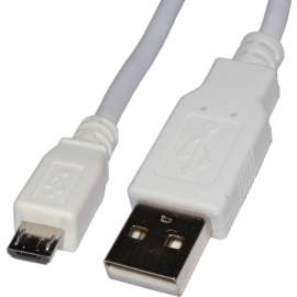 4XEM 10 FT Micro USB Cable, 10 ft USB Data Transfer Cable for Cellular Phone, First End: 1 x Type A Male USB, Second End: 1 x Type B Male Micro USB, White