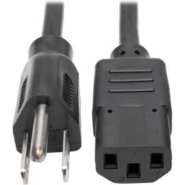 Tripp Lite Desktop Computer AC Power Cable NEMA 5-15P to C13 13A 125V 16 AWG 8 ft. (2.43 m) Black, (NEMA 5-15P to IEC-320-C13) 8-ft.