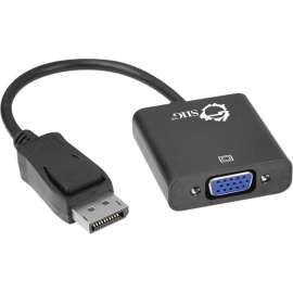 SIIG DisplayPort to VGA Adapter Converter, DisplayPort/VGA Video Cable for Notebook, Video Device, Monitor, First End: 1 x 20-pin DisplayPort 1.1a Digital Audio/Video, Male, Second End: 1 x 15-pin HD-15