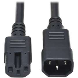 Tripp Lite Heavy Duty Computer Power Extension Cord 15A 14AWG C14 to C15 2', 15A, 14AWG (IEC-320-C14 to IEC-320-C15) 2-ft.