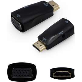 Addon HDMI 1.3 Male to VGA Female Black Active Adapter Which Includes 3.5mm Audio and Micro USB Ports For Resolution Up to 1920x1200 (WUXGA), 100% compatible and guaranteed to work