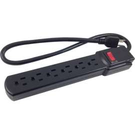 Comprehensive Cable Comprehensive 6-Outlet Black Surge Protector 6Ft AC Cord, 6, 6 ft Cord, 90 J Surge Energy, 15 A Current