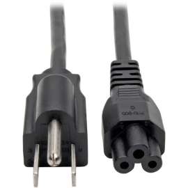 Tripp Lite 3-Slot Power Cord NEMA 5-15P to C5 Laptop/Notebook 10A 125V 18 AWG 3 ft. (0.91 m) Black, For Notebook, 18 Gauge, 125 V AC10 A, Black