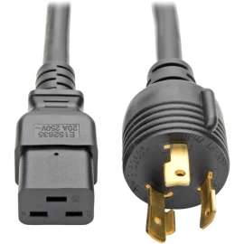 Tripp Lite Heavy Duty Power Extension Cord 20A 12AWG C19 to L6-30P 12' 12ft, 12 Gauge, 120 V AC, 230 V AC20 A, Black, 12 ft Cord Length