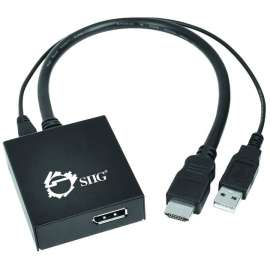 SIIG HDMI to DisplayPort 4K Ultra HD Active Adapter - 1.57" DisplayPort/HDMI/USB A/V Cable for Audio/Video Device - First End: 1 x 19-pin HDMI 1.4a Digital Audio/Video - Male - Second End: 1 x 20-pin DisplayPort 1.2a Digital Audio/Video - Female, 1