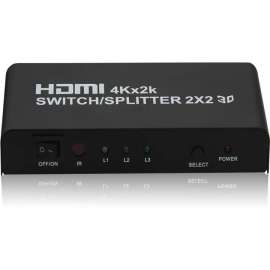 4XEM 2 Port HDMI 4K Splitter, 3840 × 2160, 4K, 2 x 2, Display, Projector