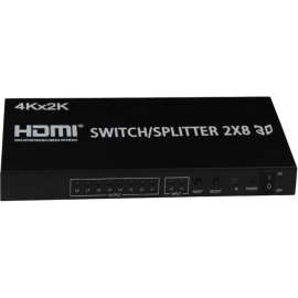 4XEM 2x8 Port HDMI video switcher/splitter, 4XEM 2x8 Port high speed HDMI video switcher/splitter fully supporting 1080p, 3D for Blu-Ray, gaming consoles and all other HDMI compatible devices