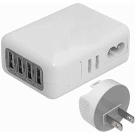 4XEM 4 Port USB Wall Charger, 120 V AC, 230 V AC Input, 5 V DC/2.10 A Output