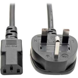 Tripp Lite Standard UK Power Cord 10A IEC 320 C13 to BS 1363 UK Plug 6' 6ft, 250 V AC10 A, Black, 6 ft Cord Length
