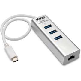 Tripp Lite 3-Port Portable USB 3.1 Gen 1 USB-C Gigabit Ethernet Adapter, USB Type C, External, 3 USB Port(s), 1 Network (RJ-45) Port(s)