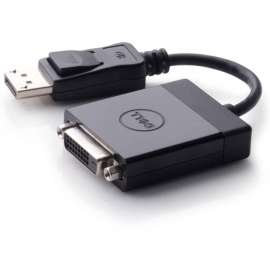 Dell DisplayPort/DVI Video Cable - 8" DisplayPort/DVI Video Cable for Projector, Monitor, Workstation, Notebook, Video Device, HDTV - First End: 1 x DisplayPort 1.1a Digital Audio/Video - Male - Second End: 1 x 24-pin DVI (Single-Link) Digital Video