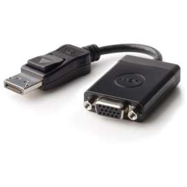 Dell DisplayPort/VGA Video Cable, 7" DisplayPort/VGA Video Cable for Video Device, Projector, Monitor, Workstation, Notebook, HDTV, First End: 1 x DisplayPort 1.1a Digital Audio/Video, Male, Second End: 1 x 15-pin HD-15