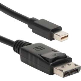 QVS 2-Meter Mini DisplayPort to DisplayPort UltraHD 4K Black Cable, 6.50 ft DisplayPort/Mini DisplayPort A/V Cable for Computer, Tablet, Projector, Monitor, First End: 1 x Mini DisplayPort 1.2a Digital Audio/Video, Male, Second End: 1 x DisplayPort Digita