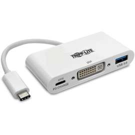 Tripp Lite - Pro Av Tripp Lite USB C to DVI Multiport Video Adapter Converter w/ USB-A Hub & USB-C PD Charging Port, Thunderbolt 3 Compatible, USB Type C to DVI, USB Type-C - 1 x Total Number of DVI - PC