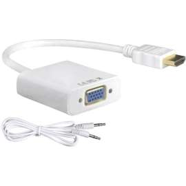 4XEM HDMI To VGA Audio Adapter Cable, 10" HDMI/VGA A/V Cable for Notebook, Projector, Ultrabook, TV, Audio/Video Device, Monitor, First End: 1 x HDMI Digital Audio/Video, Male, Second End: 1 x 15-pin HD-15
