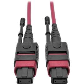 Tripp Lite 100G MTP/MPO Multimode OM4 Plenum-Rated Fiber Optic Cable (F/F), 12 Fiber, 40/100GBASE-SR4, Push/Pull Tabs, Magenta, 3 m, Fiber Optic for Network Device, Patch Cable, 9.84 ft, 1 x MTP/MPO Female Network