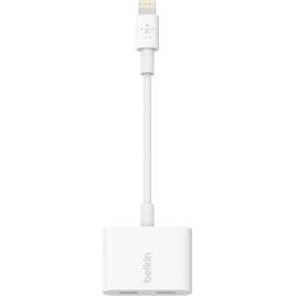 Belkin Mobile Belkin Lightning Audio + Charge RockStar - 4.50" Lightning Audio/Power Cable for iPhone, iPad - First End: 1 x Lightning - Male - Second End: 2 x Lightning - Female - MFI - Shielding - White - 1