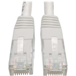 Tripp Lite 10ft Cat6 Gigabit Molded Patch Cable RJ45 M/M 550MHz 24AWG White - Category 6 for Network Device, Router, Modem, Blu-ray Player, Printer, Computer - 128 MB/s - Patch Cable - 10 ft - 1 x RJ-45 Male Network - 1 x RJ-45 Male Network - Gold-p