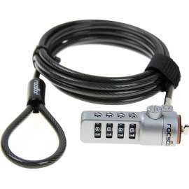 Rocstor Rocbolt Portable Security Cable With Combination Lock, Resettable, 4-digit, Heavy Duty Galvanized Carbon Steel, Zinc Alloy, 6 ft Cable