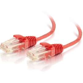 C2G 1ft Cat6 Slim Snagless Unshielded (UTP) Ethernet Cable, Red, 1 ft Category 6 Network Cable for Network Device, First End: 1 x RJ-45 Network, Male