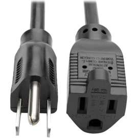 Tripp Lite Power Extension Cord 18 AWG 10A NEMA 5-15R to NEMA 5-15P 3ft 3', 120 V AC Voltage Rating, 10 A Current Rating, Black