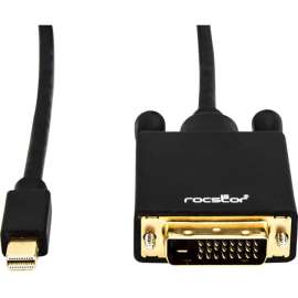 Rocstor Premium 6 ft Mini DisplayPort to DVI Cable, Mini Displayport to DVI Cable Supports 1920x1200 1080p Resolution- mDP to DVI cable for Notebook, Ultrabook, TV, Projector, Monitor, Video Device, MacBook, MacBook Pro, 6 ft (2m)- 1 Pack, Gold plated Con