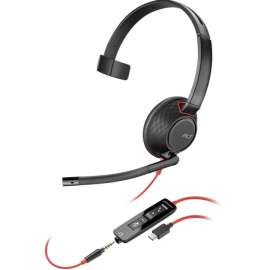 Poly Plantronics Blackwire 5200 Series USB Headset, Mono, USB Type C, Mini-phone (3.5mm), Wired, Over-the-head