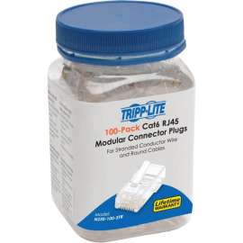 Tripp Lite Cat6 RJ45 Modular Plug for Round Stranded UTP Conductor 4-Pair, 100 Pack, 100 Pack, 1 x RJ-45 Network Male
