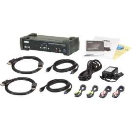 Aten Technologies ATEN 2-Port USB 3.0 4K DisplayPort MST KVMP Switch (Cables Included)-TAA Compliant, 2 Computer(s), 1 Local User(s), 4096 x 2160, 6 x USB