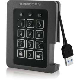 Apricorn Mass Storag Apricorn Aegis Padlock ASSD-3PL256-2TBF 2 TB Solid State Drive, 2.5" Internal, Black, TAA Compliant, USB 3.1