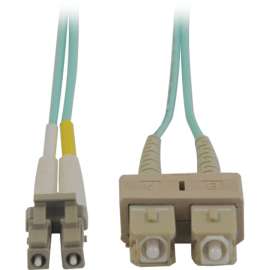 Tripp Lite 15M 10Gb Duplex Multimode 50/125 OM3 LSZH Fiber Optic Patch Cable LC/SC Aqua 50' 50ft 15 Meter, SC Male, LC Male, 49.21ft