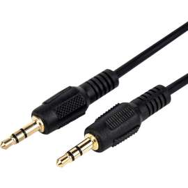 Rocstor Premium Slim 3.5mm Stereo Audio Cable 10 ft, M/M, Mini-phone Male Stereo Audio, Mini-phone Male Stereo Audio Male to Male- 2m, Black