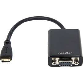 Rocstor Premium Mini HDMI to VGA Adapter, For Digital Still Camera and Video Camera, Resolution up to 1920x1080, HDMI/VGA for Video Device, Projector, Monitor, Tablet PC, Camera, 1 x HDMI (Mini Type C) Digital Audio/Video