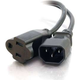 C2G 1ft Monitor Power Cord, 18 AWG, IEC320C14 to NEMA 5-15R, 1ft