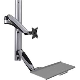 Tripp Lite Wall-Mount for Sit-Stand Desktop Workstation Standing Desk w/ Thin Client Mount, 27" Screen Support, 18 lb Load Capacity, Black, Silver