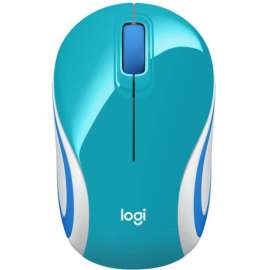 Logitech Wireless Mini Mouse M187 Ultra Portable, 2.4 GHz with USB Receiver, 1000 DPI Optical Tracking, 3-Buttons, PC / Mac / Laptop, Bright Teal, Optical, Wireless, Radio Frequency