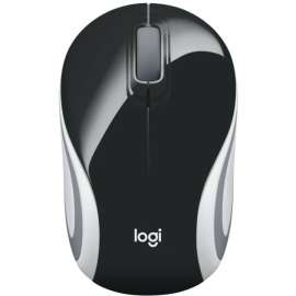 Logitech Wireless Mini Mouse M187 Ultra Portable, 2.4 GHz with USB Receiver, 1000 DPI Optical Tracking, 3-Buttons, PC / Mac / Laptop - Black (with White Stripe) - Optical - Wireless - Radio Frequency - 2.40 GHz - Black - USB - 1000 dpi - Scroll Whee