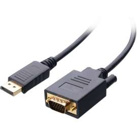 4XEM 10FT DisplayPort To VGA Adapter Cable, Black, 10ft DisplayPort/VGA Video Cable for PC, Monitor, Projector, First End: 1 x DisplayPort Male Video, Second End: 1 x HD-15 Male VGA