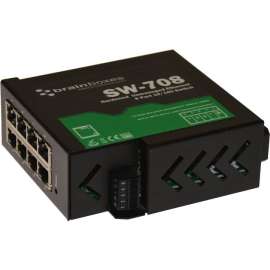 Brainboxes Hardened Industrial Ethernet 8 Port Switch DIN Rail Mountable, 8 Ports, TAA Compliant, 2 Layer Supported, Twisted Pair