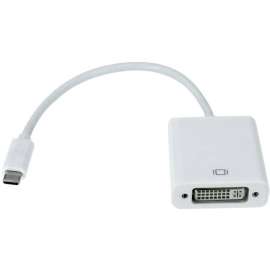 4XEM USB-C to DVI Adaptor-White, DVI/USB for Video Device, Projector, Monitor, HDTV, Notebook, 211.20 MB/s, 10", 1 x Type C Male USB