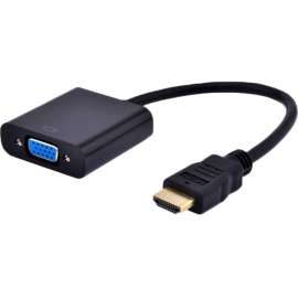 4XEM HDMI To VGA Adapter - Black - HDMI/VGA A/V Cable for Audio/Video Device, Projector, Monitor, Ultrabook, Notebook, TV - First End: 1 x HDMI Digital Audio/Video - Male - Second End: 1 x 15-pin HD-15 - Female - Supports up to 1920 x 1080 - CMG - B