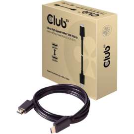 Club 3D Ultra High Speed HDMI Cable 10K 120Hz 48Gbps M/M 2 m./6.56 ft., 6.56 ft HDMI A/V Cable for Audio/Video Device, First End: 1 x HDMI 2.1 Type A Digital Audio/Video, Male, Second End: 1 x HDMI 2.1 Type A Digital Audio/Video