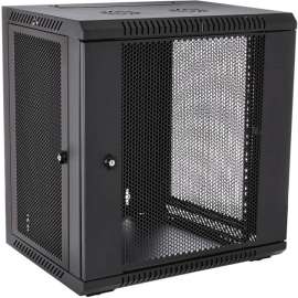 V7 12U Rack Wall Mount Vented Enclosure, For LAN Switch, Patch Panel, 12U Rack Height x 19" Rack Width x 15.35" Rack Depth, Wall Mountable, Black