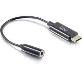 C2G USB C to AUX 3.5mm Audio Adapter Converter, USB Type-C, 0.39" Mini-phone/USB Audio Cable for Headphone, Speaker, Smartphone, Tablet, Audio Device, First End: 1 x Mini-phone Stereo Audio, Female
