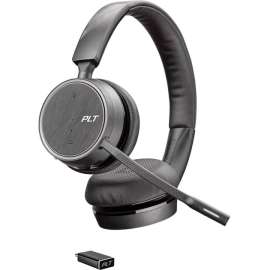 Poly Plantronics Voyager 4200 UC Series Bluetooth Headset - Stereo - Wireless - Bluetooth - 98.4 ft - 32 Ohm - 20 Hz - 20 kHz - Over-the-head - Binaural - Supra-aural - Uni-directional, MEMS Technology, Noise Cancelling MicrophoneTAA Compliant