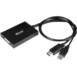 Club 3D DisplayPort to Dual Link DVI-I Active Adapter, 1.97 ft DisplayPort/DVI-I/USB Video Cable for Monitor, Projector, TV, Video Device, LCD Monitor, PC, First End: 1 x DisplayPort 1.2a Digital Audio/Video, Male, 1 x USB Type A, Male