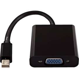 V7 Black Video Adapter Mini DisplayPort Male to VGA Female, 3.94" Mini DisplayPort/VGA Video Cable for Projector, Monitor, Computer, Video Device, First End: 1 x Mini DisplayPort Digital Audio/Video, Male, Second End: 1 x 15-pin HD-15