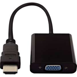 V7 Black Video Adapter HDMI Male to VGA Female - 3.94" HDMI/VGA Video Cable for Monitor, Projector, Video Device, Notebook - First End: 1 x HDMI Digital Audio/Video - Male - Second End: 1 x 15-pin HD-15 - Female - Supports up to 1920 x 1080 - Shield