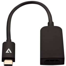 V7 Black USB Video Adapter USB-C Male to HDMI Female Slim, 3.94" HDMI/USB A/V Cable for MacBook, PC, Monitor, TV, Audio/Video Device, First End: 1 x USB Type C, Second End: 1 x HDMI 1.4 Type A Digital Audio/Video, Female